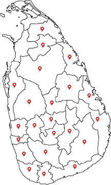 Map of Sri Lanka showing branch locations